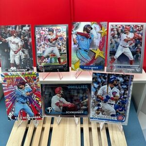 Kyle Schwarber lot of 7 (5 Phillies, 1 Red Sox, 1 Cubs)